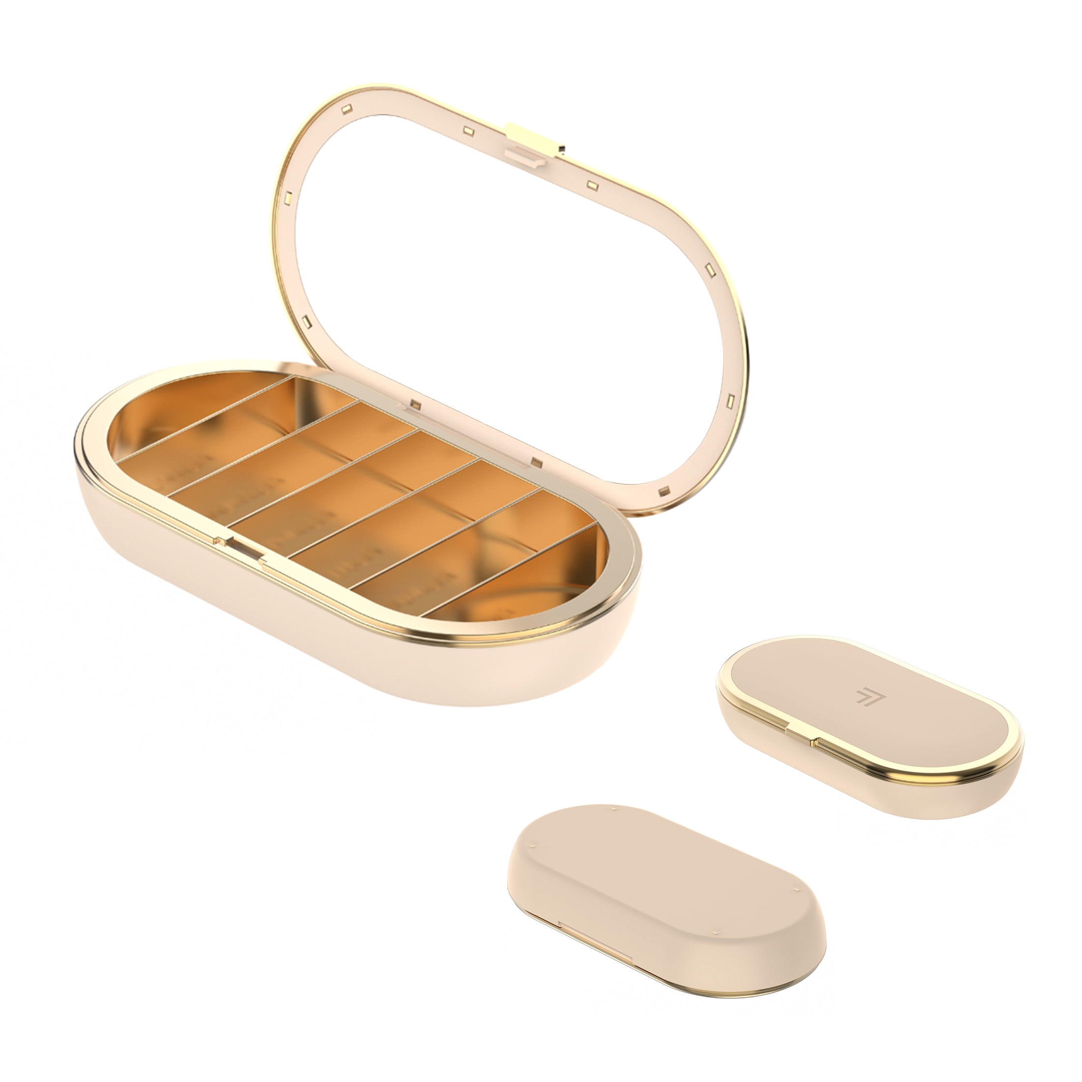 Sharper Image Supplement & Gummy Organizer with Mirror, Sand Color