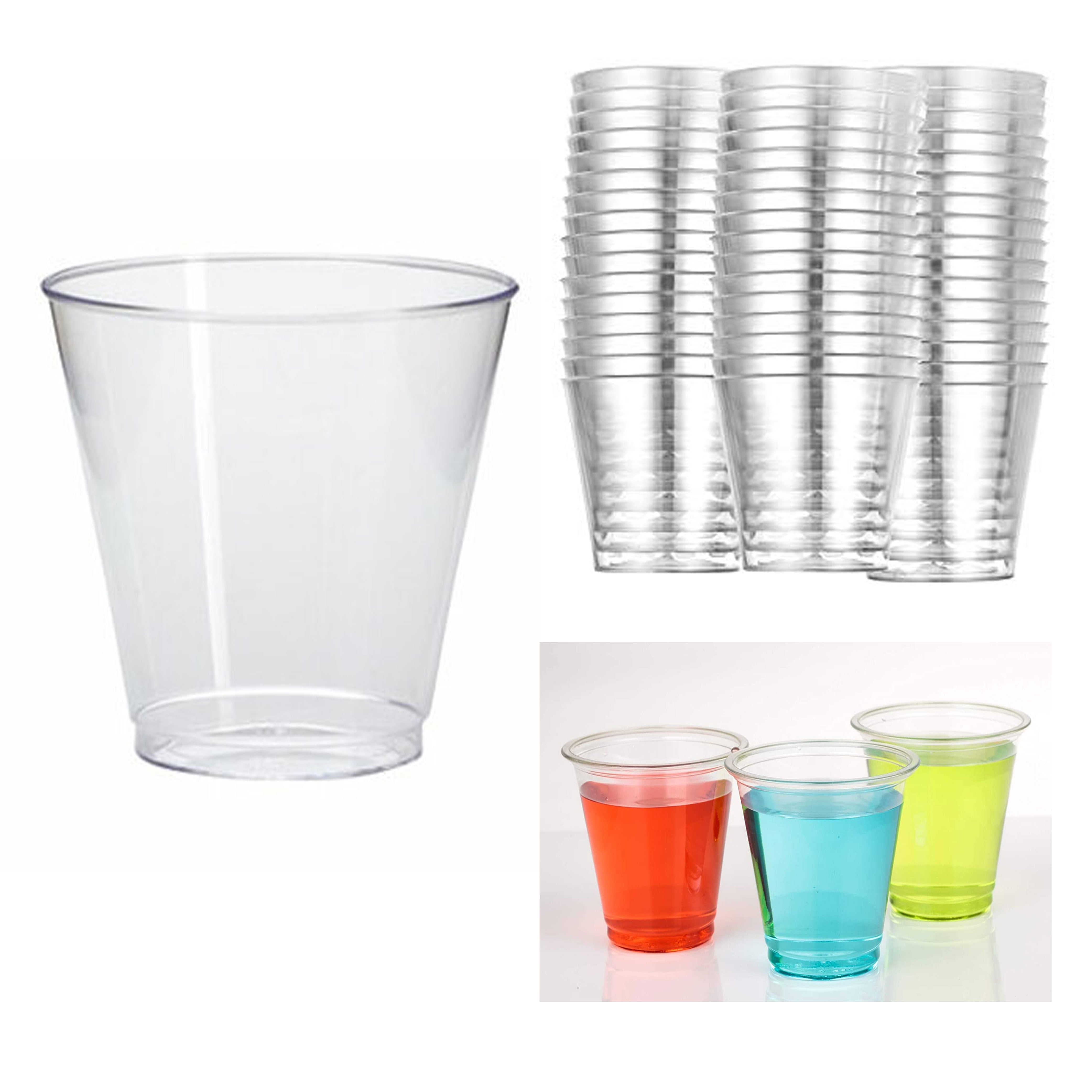 30 Shot Glasses Clear Hard Plastic 1 Oz Mini Wine Glass Party Cups Catering Bar 