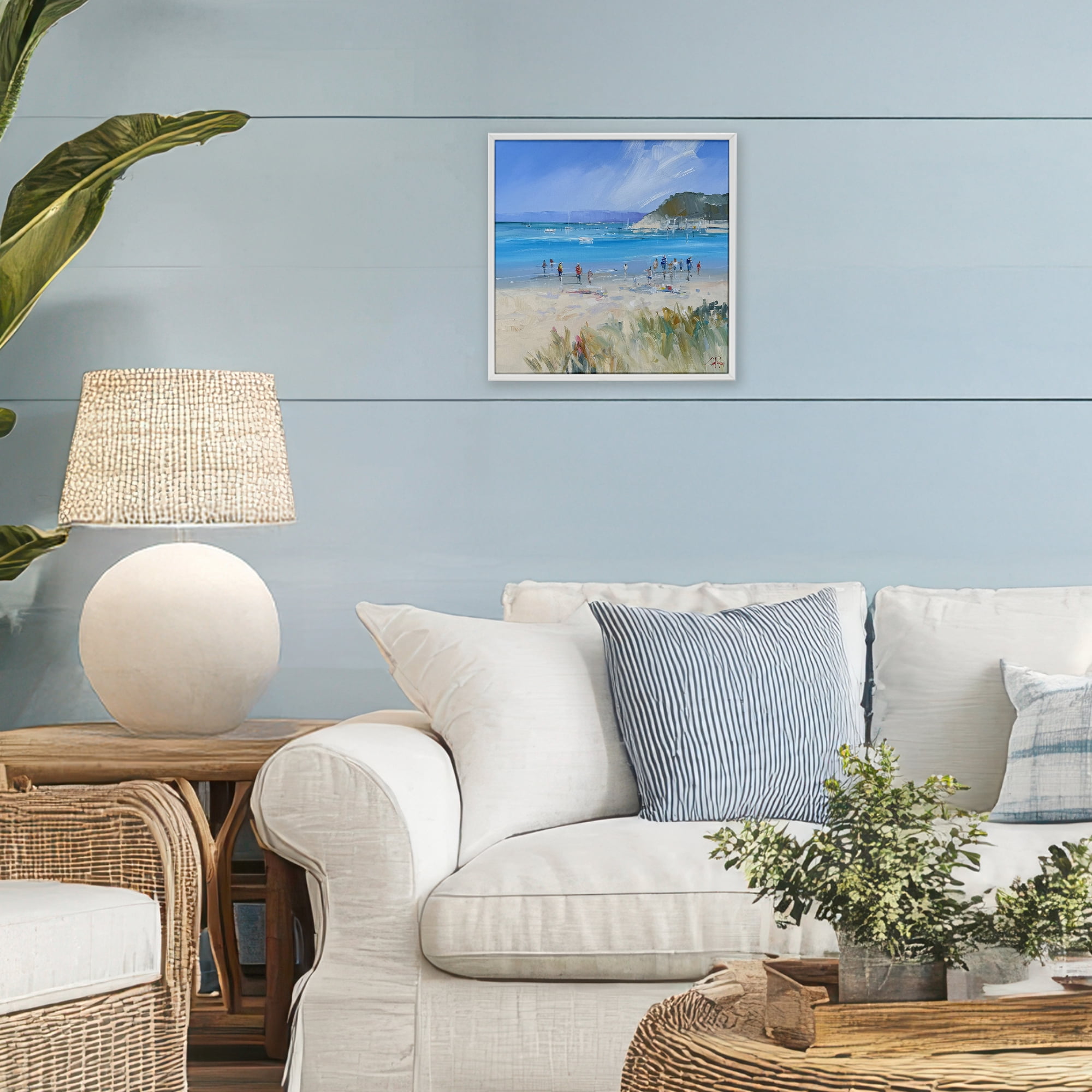 Stupell Industries Summer Sorrento Beachgoers White Framed Giclee Art, design by Craig Trewin Penny