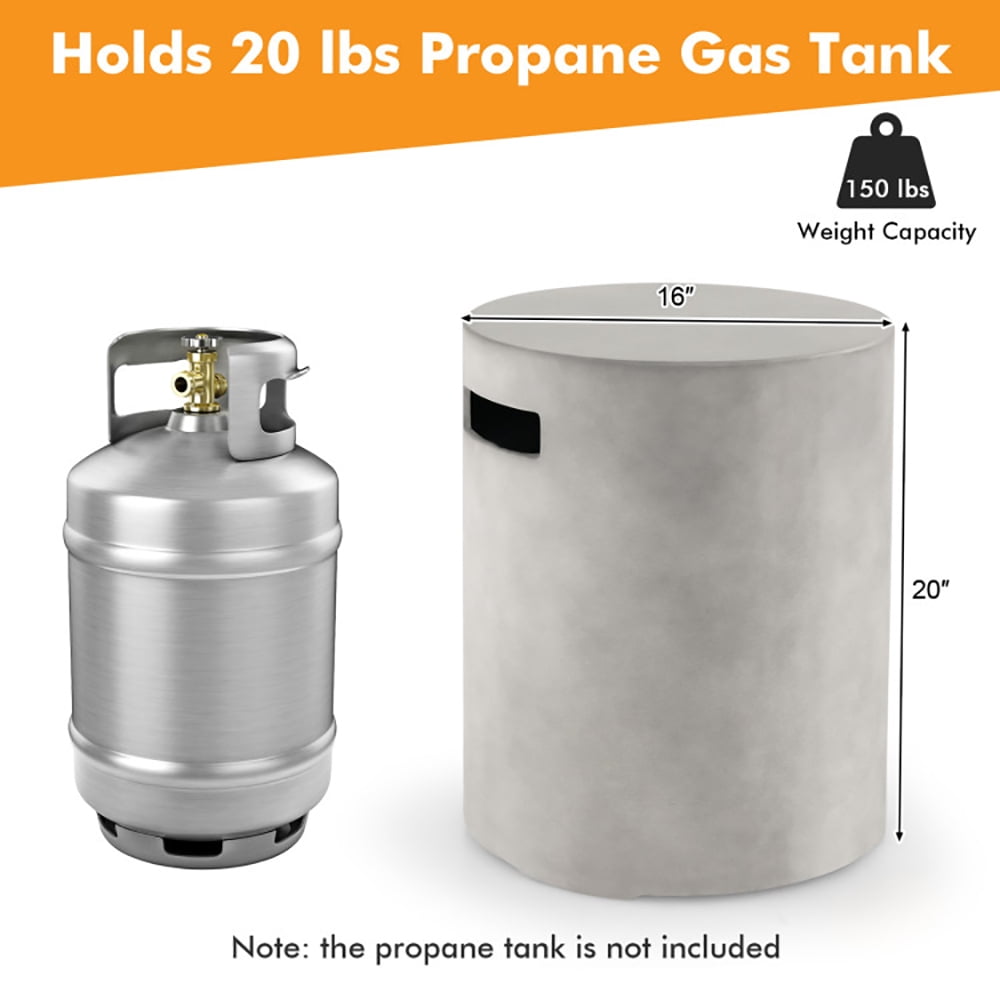 Demifill Outdoor Weather Resistant Tank Hideaway Table, Multi-Functional 2-in-1 Propane Tank Holder, Fits Standard 20 LBS Propane Gas Tank for Fire Pits, Grey