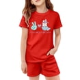 thumbnail image 4 of XDZJLR Ensemble de Pyjama pour Filles Enfants Garçons Imprimé de Pâques Manches Courtes T-Shirt Haut et Short Rouge 11-12 Ans, 4 of 4