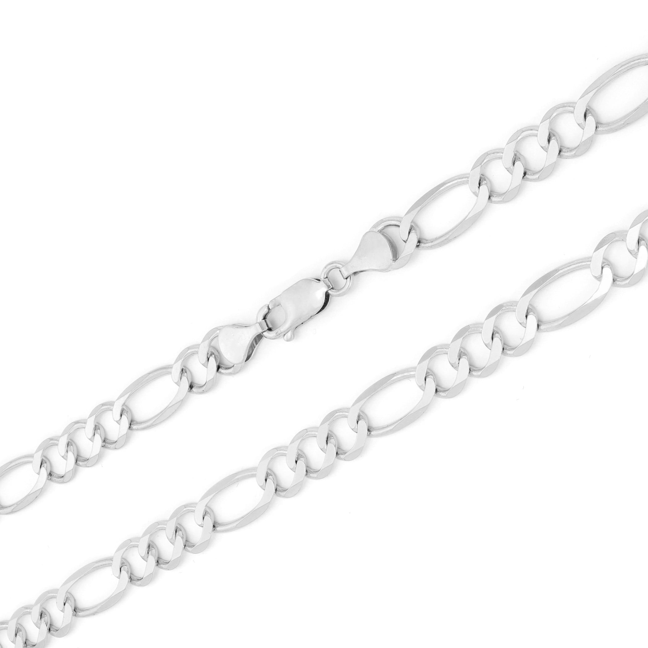 Real 14K White Gold Solid 2.5mm Italian Figaro Link Chain Pendant Necklace 20" 