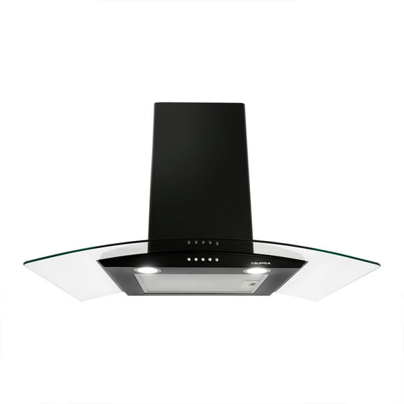 Campana Extractora Decorativa De Pared En Cristal Curvo Negro De 76 Cm SUPRA CC-76-BLACK
