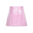 thumbnail image 4 of iixpin Womens Sequin Skirt Side Zipper Fully Lined Short Skirt Glittery Bodycon Miniskirt Pink S, 4 of 6