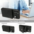 thumbnail image 6 of for Samsung Galaxy S22 PU Leather Back + TPU Frame Rugged Case, Classic 360 Rotating Ring Kickstand Card Slots Shoulder Strap Drop Protective Slim Fit Shockproof Phone Case Cover, Black, 6 of 12