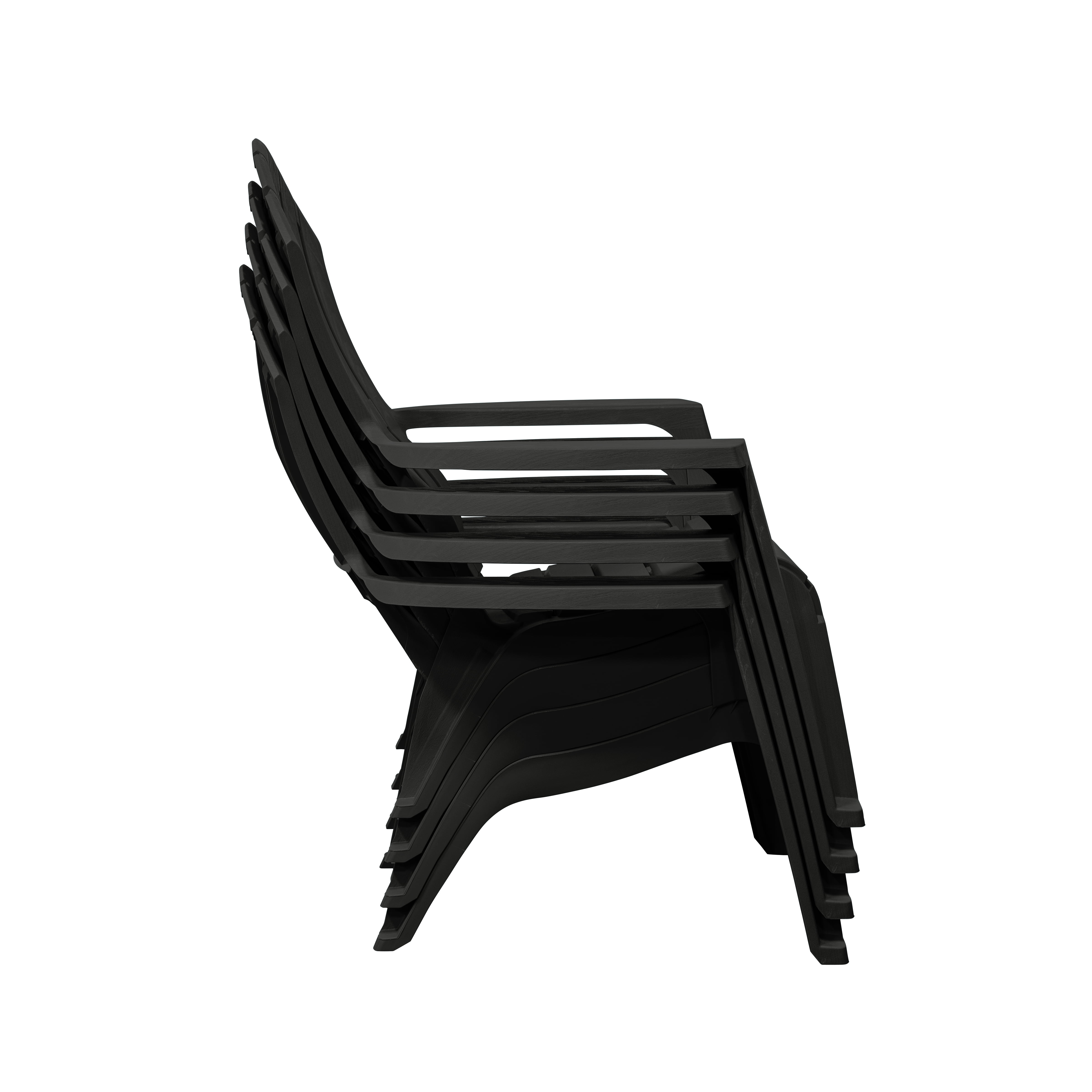 (4 pack) Real Comfort Outdoor Resin Stackable Adirondack Chair, Black