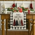 thumbnail image 3 of Waterclor Buffalo Plaid Christmas Trees Merry Xmas Table Runner, Seasonal Winter Holiday Kitchen Dining Table Decoration for Indoor Outdoor Home Party Decor 13 x 72 Inch, 3 of 6