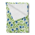 thumbnail image 2 of Fruits Soft Flannel Fleece Throw Blanket, Flowering Blueberry Blossoms Vivid Leaf Branches Nature Plants Design, Cozy Plush for Indoor and Outdoor Use, 70" x 90", Violet Blue Lime Green, by Ambesonne, 2 of 5