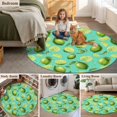 thumbnail image 6 of Summer Fruit Round Area Rugs 3 ft, Watercolor Green Lemon Lime Slice Leaf Rustic Teal Washable Small Area Rug with Non-Slip Sturdy Edge Binding Round Front Door Mat Floor Carpet for Entryway, 6 of 9