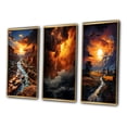 thumbnail image 3 of Designart "Majestic Stormy Landscape" Landscape & Nature Framed Wall Art Set Of 3 - Yellow Storms Frame Gallery Set For Office Decor, 3 of 6