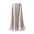 thumbnail image 4 of oqasdz Satin Skirts for Women with Allover Lace Trim High Waist Elegant Bodycon Midi Length Flowy Draped Ladies Fashion Outdoor Streetwear, 4 of 4
