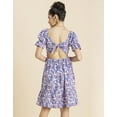 thumbnail image 3 of MoomayaWomens PrintedSquare Neck Summer Dress,Short PuffedSleeves Tiered Cotton Dress, 3 of 8