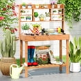 thumbnail image 4 of Costway Table Banc de Rempotage avec Plateau Rabattable, Étagères de Rangement pour Patio, Véranda, Balcon Brun, 4 of 10