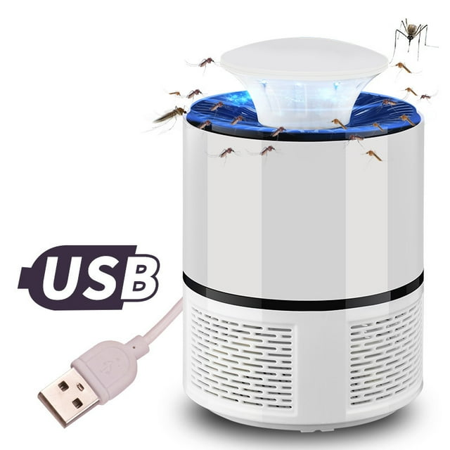 Lámpara eléctrica UV antimosquitos con USB, mata insectos, atrapamoscas, fotocatalítica para el hogar, ideal para dormitorios (blanca)