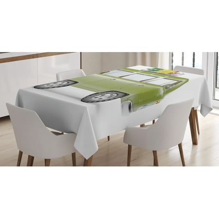 

Happy Camper Tablecloth Safari Van Digital Design African Savannah Vehicle Touristic Exotic Places Rectangular Table Cover for Dining Room Kitchen 60 X 90 Inches Multicolor by Ambesonne