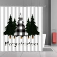 thumbnail image 2 of Merry Christmas Shower Curtain White Black Buffalo Check Plaid Trees Farmhouse Pine Rustic Xmas Winter Hoilday Happy New Year Green Plant Decor Fabric Bathroom Curtain Set 70x70 Inch with Hooks, 2 of 5