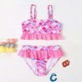 thumbnail image 1 of Girl Swimsuits 2 Piece Cute Bikini Bathing Suit Striped Ruffle Kids Swimsuit 9-10 Years, 1 of 8