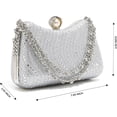 thumbnail image 2 of Women's Rhinestone Sparkle Clutch Shoulder Crossbody Bag with Detachable Chain Strap, Silver, 2 of 12