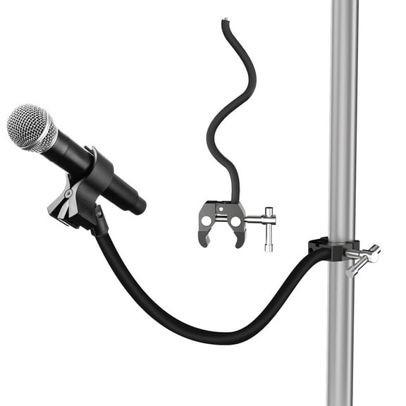 Gooseneck Microphone Stand, 19.68" Flexible Mic Arm Stand, Mic Arm Desk Mount with Super Clamp Mount Mic Clip and 3/8" to 5/8" Adapter, Compatible with Shure/Fifine / Pyle/Blue / Snowball/Razer
