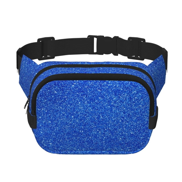 Easygdp Blue Glitter Fanny Packs para Mujeres y Hombres, Bolsa de Cinturón, Bolsos de Cruz para Trabajo/Correr/Senderismo