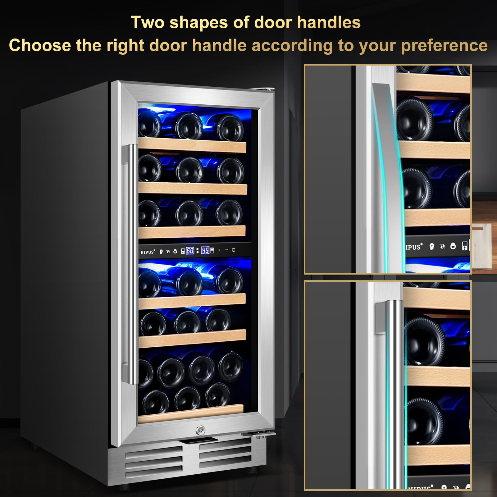 Nipus 15 Inch Wine Cooler Refrigerator,30 Bottle,Daul Zone,Low Noise Wine Fridge ,Built-in or Freestanding