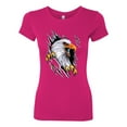 thumbnail image 2 of Wild Bobby, Torn Ripped Eagle Claws Animal Lover Womens Slim Fit Junior Tee, Raspberry, Small, 2 of 3
