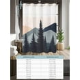 thumbnail image 6 of No Hook Cloth Fabric Shower Curtain with Snap in Liner, Mountain Forest Waterproof Shower Curtains Set with See Through Top Window, Nature Tree Scenery Watercolor Pink Blue Bath Curtains 72"x72", 6 of 6