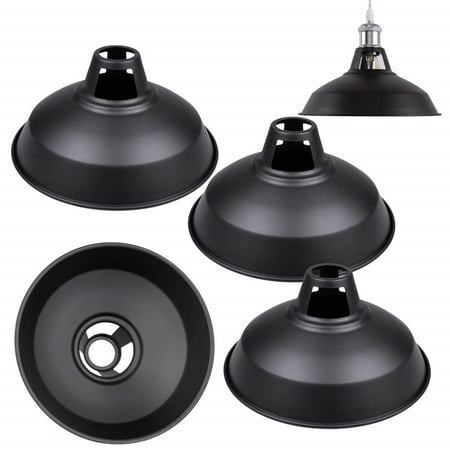 

FSLiving 10.6 Industrial Vintage Metal Bulb Guard Iron Black E26 Socket Circular DIY Light Shade Decorative Replacement Lamp Shade for Pendant Light Table Lamp Wall lamp Wall Sconce - 4 Pack