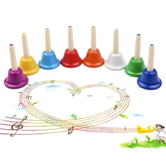 Handbell,Tinkle Bells Percussion Set Tinkle Bells Hand Bells Kids Children 8 Note Metal 8pcs Handbell 8 Handbell 8 Note Toy Bosnyyds Rookin Simbae