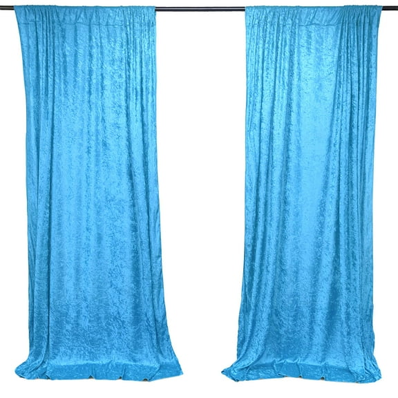 AK TRADING CO. 10 feet x 10 feet Lush Velvet Backdrop Drapes Curtains Panels with Rod Pockets - Wedding Ceremony Party Home Window Decorations - Turquoise