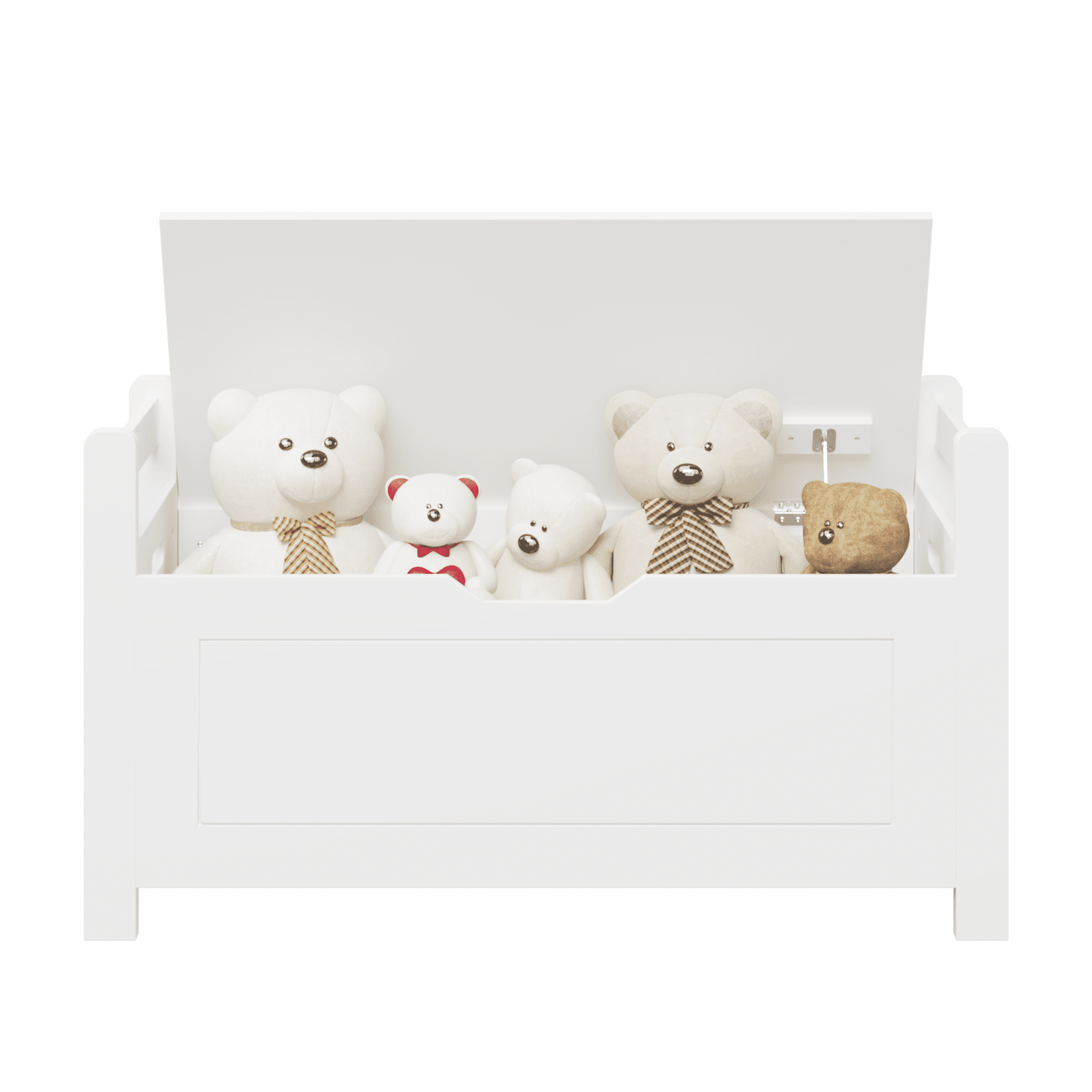 Newboti Kids Toy Box Chest, White Rubber Wood Toy Box for Boys Girls, Large Storage Cabinet with Cushion Seat Bench/Flip-Top Lid/Safety Hinge, Toy Storage Organizer Trunk for Nursery, Playroom 22276