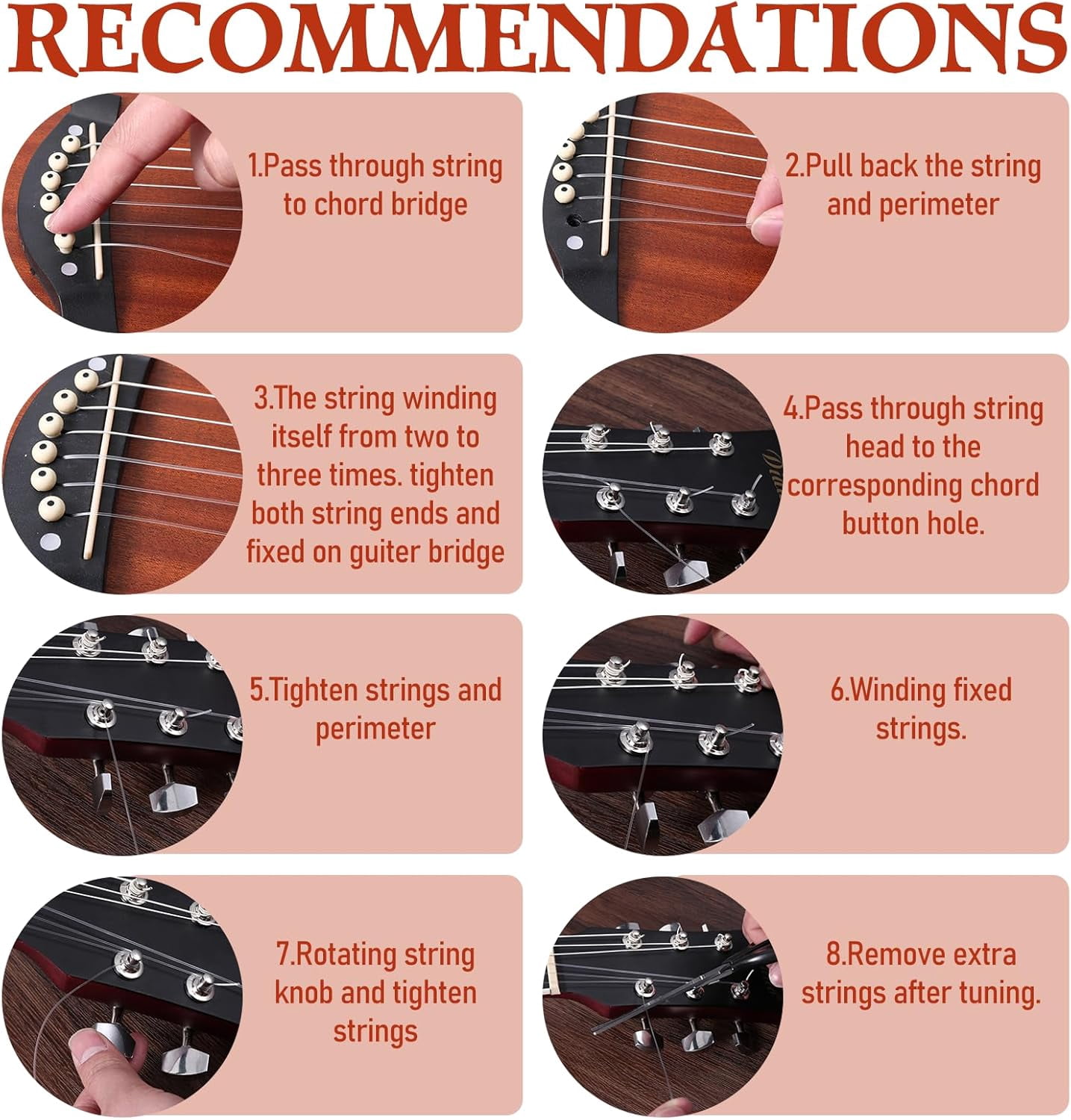 XD4-5 Sets of 6 String Guitar Strings Replacement Nylon String with Small Ball Ends for Classical Guitar, Acoustic Guitar Strings 6 String Set(3 Clear Nylon and 3 Nylon Core Alloy*04