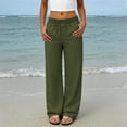 thumbnail image 2 of RFQWOVSR Women's Elastic Waistband Loose Fit Linen Pants with Pockets Casual Summer Beach Trousers S, 2 of 5