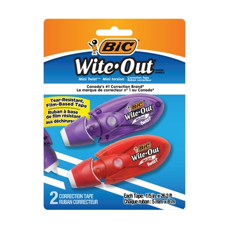 BIC Wite-Out Mini Twist Correction Tape, White, 2-Count
