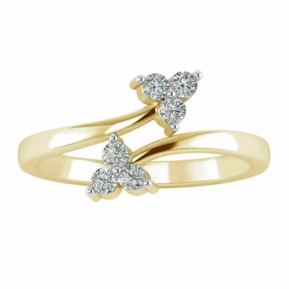 0.12 Ct Round Simulated Diamond Bypass Women's Toe Ring 14k Yellow Gold Plated