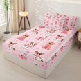 thumbnail image 2 of Homewish Chic Pet Dog Zipper Full Size Comforter Sets with Fitted Sheet and 2 Pillowcases,Cartoon Animal Zipper Bedding Set,Pink,Pink Reversible,4pcs, 2 of 8