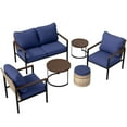 thumbnail image 5 of EAGLE PEAK Sunset Dune 6 Piece Patio Furniture Sets, Wicker Modern Outdoor Conversation Set with Coffee Tables and Ottoman,Cushions,Blue, 5 of 11