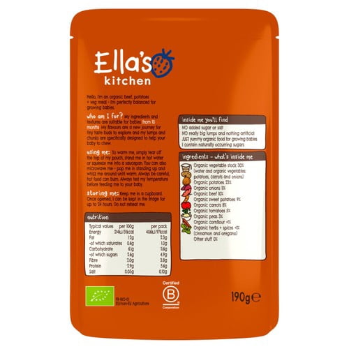 Ella's Kitchen Cottage Pie Baby Food Pouch 10+ Months 190g, British Import (Pack of 2)