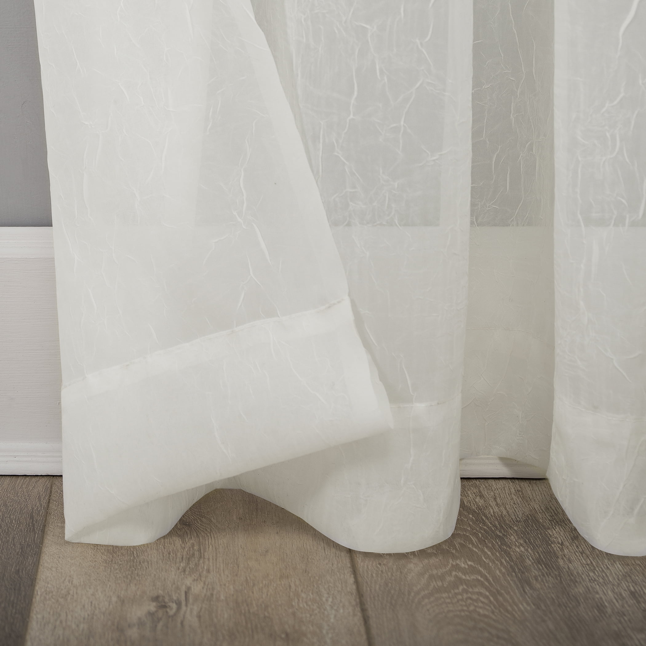 Mainstays Marjorie Crushed Sheer Voile Grommet Ivory Curtain Panel, 51x96