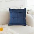 thumbnail image 4 of PATLOLLAV Dark Blue Couch Throw Pillow Covers,Cushion Pillow Case,18x18 Inch Line Stripes Pattern Brush Cloth Pillow Covers for Sofa Living Room Velvet Pillow Cases, 4 of 5