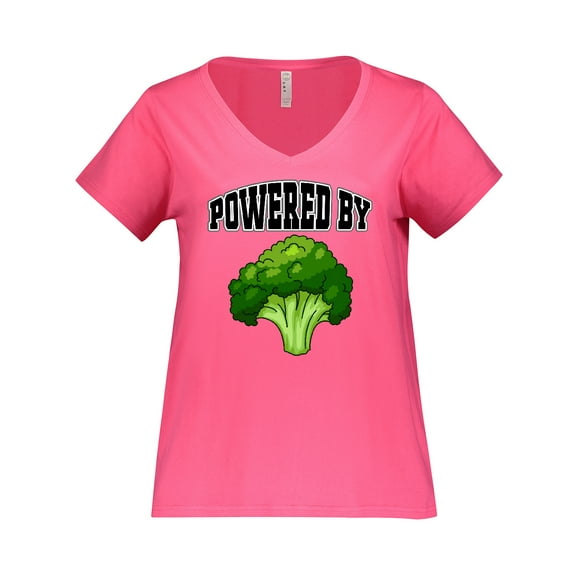 Inktastic Powered by Broccoli Women's Plus Size V-Neck T-Shirt