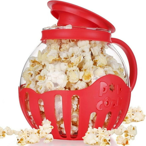 Popcorn Maker Microwave Snack Air Poppers 2.25 Quart Bowl Borosilicate Kitchen Accessories,Red