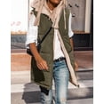thumbnail image 2 of FreshPretty Fall Long Puffer Vest Women Sleeveless Hooded Reversible Fleece Sherpa Jacket Zip Up Winter Coat Outerwear Vests, 2 of 5