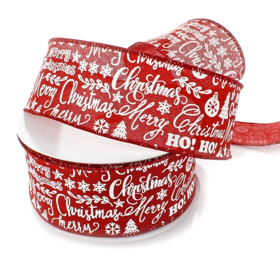 Hairbow Center Christmas Multi-color Polyester Text Clip Art Wired Ribbon, 75' x 2.5"