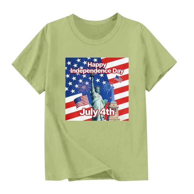 Odeerbi Chicos Niñas 4 de Julio Camiseta Manga Corta Bandera Americana Camiseta Gráfica