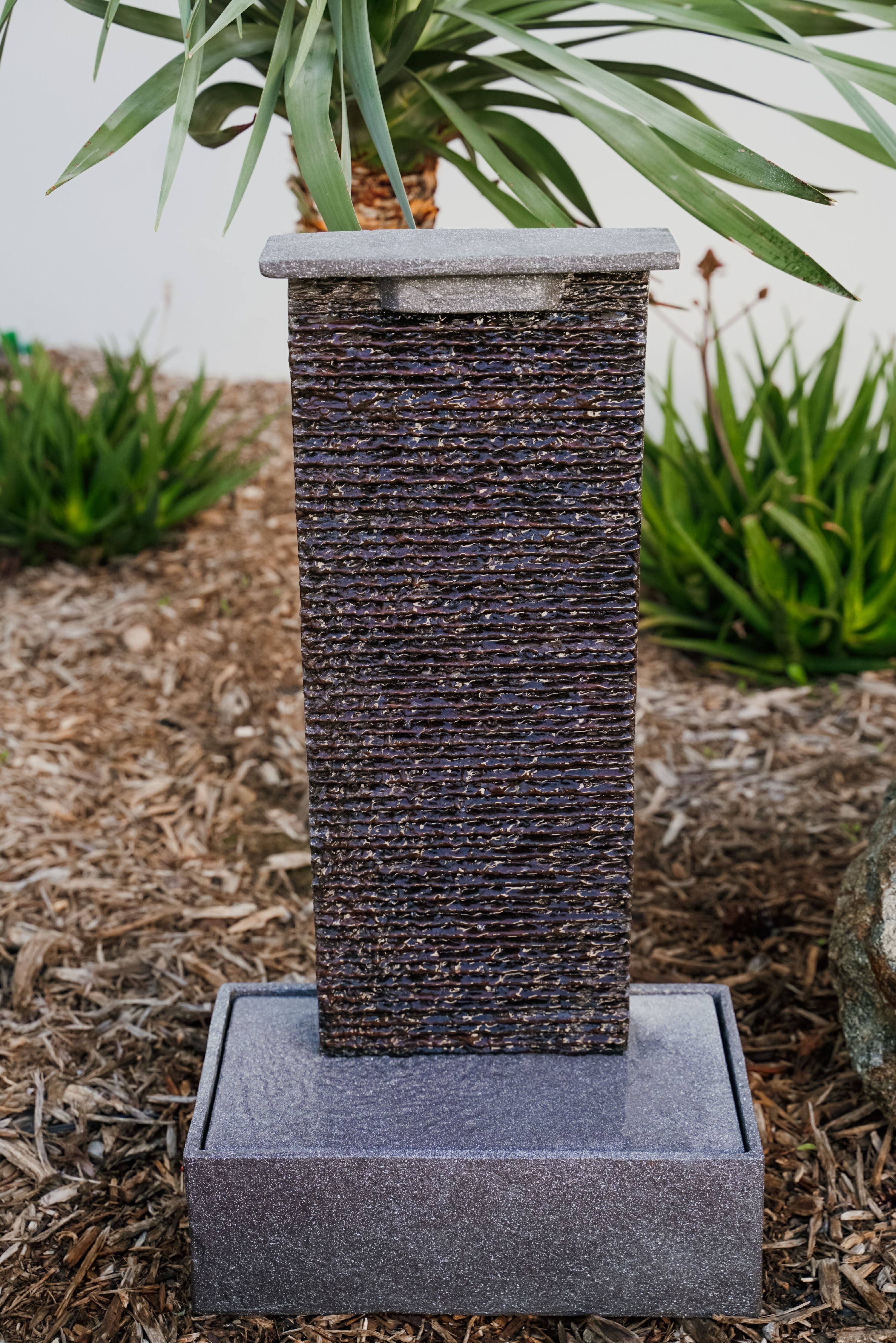 XBrand Free Standing Textured Water Fountain w/Pedestal, Indoor Outdoor