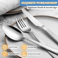 thumbnail image 5 of Vesteel 40-Piece Hammered Silverware Set with 5 Serving Utensils, Stainless Steel Square Flatware Tableware Cutlery Set Service for 8, Heavy Duty & Dishwasher Safe, 5 of 9