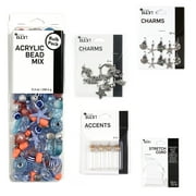 Cousin DIY Ocean Charms and Bead Jewelry Making Bundle, Silver, Blue & Coral
