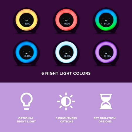 LittleHippo - MELLA All-in-One Alarm Clock with Sleep Trainer for Kids - BRIGHT PURPLE