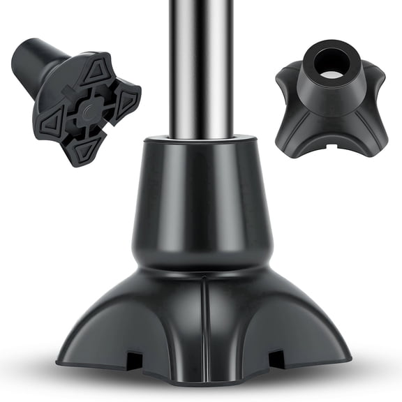 SupreGear Cane Tips 5/8", Small Quad Base Rubber Replacement, Non Slip 4-Prong Feet for Walking Canes 2-Pack Black